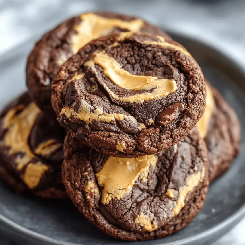 Freshly Baked Peanut Butter Swirl Brownie Cookies