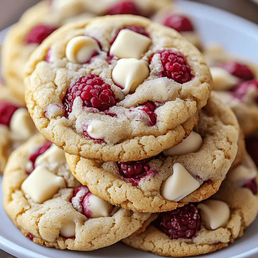 Gooey Raspberry White Chocolate Cookies Fresh from the Oven