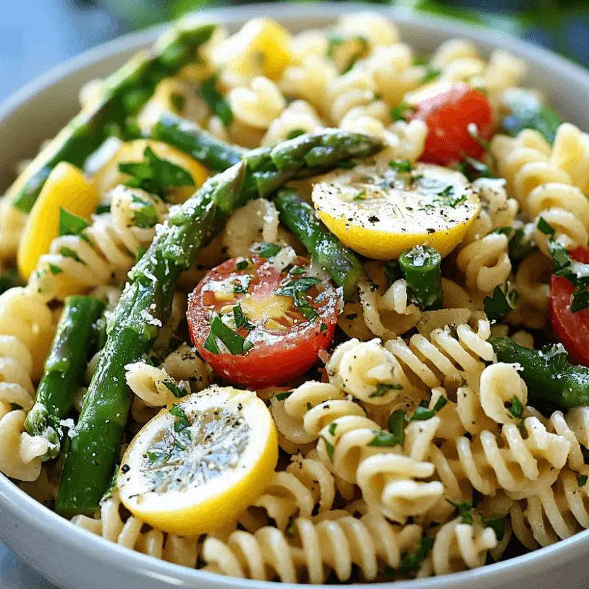 Lemony Asparagus Pasta Salad with Fresh Herbs and Tomatoes