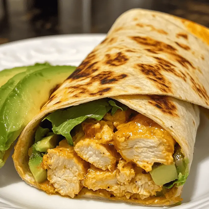 Quick & Easy Chicken Avocado Wrap on Whole Wheat Tortilla