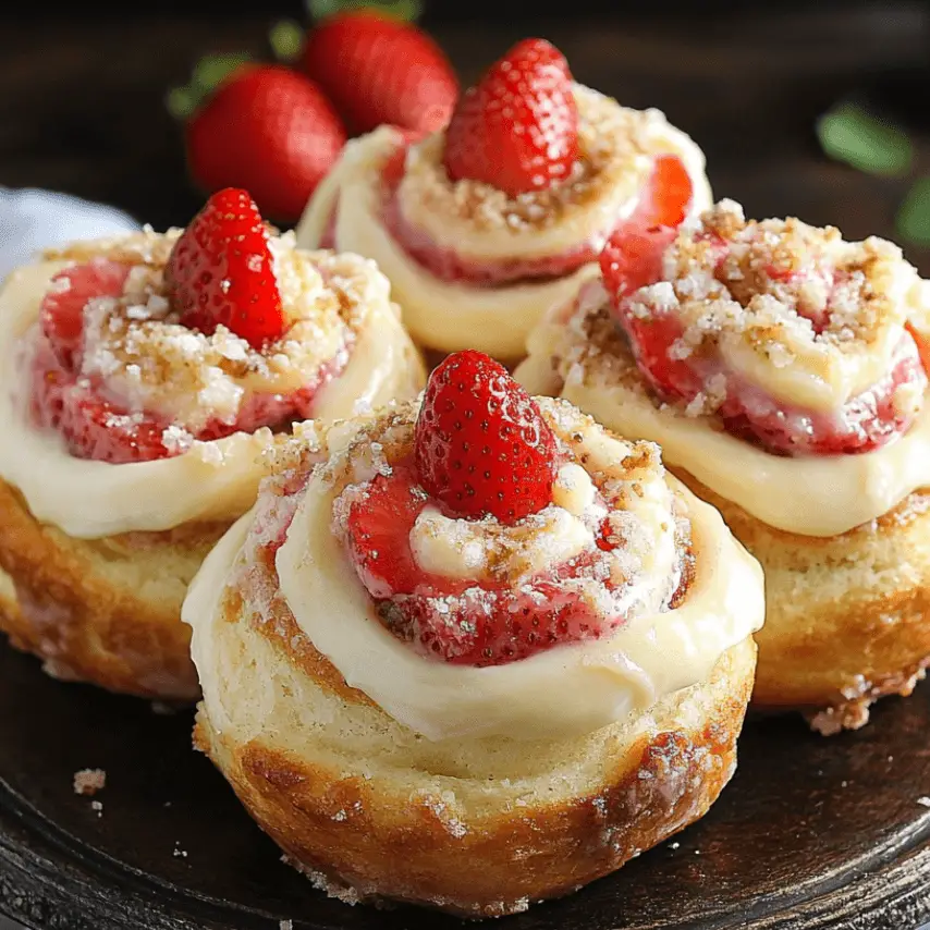 Strawberry Cheesecake Cinnabon Rolls Freshly Baked