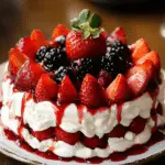 Strawberry Heaven Dessert with Fresh Berries and Cream