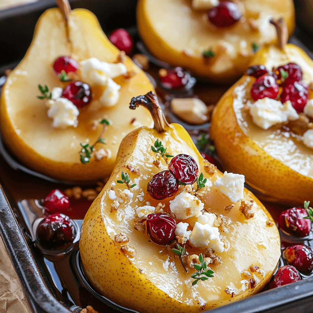 Baked Pears with Feta, Honey, and Cranberries Delight You!