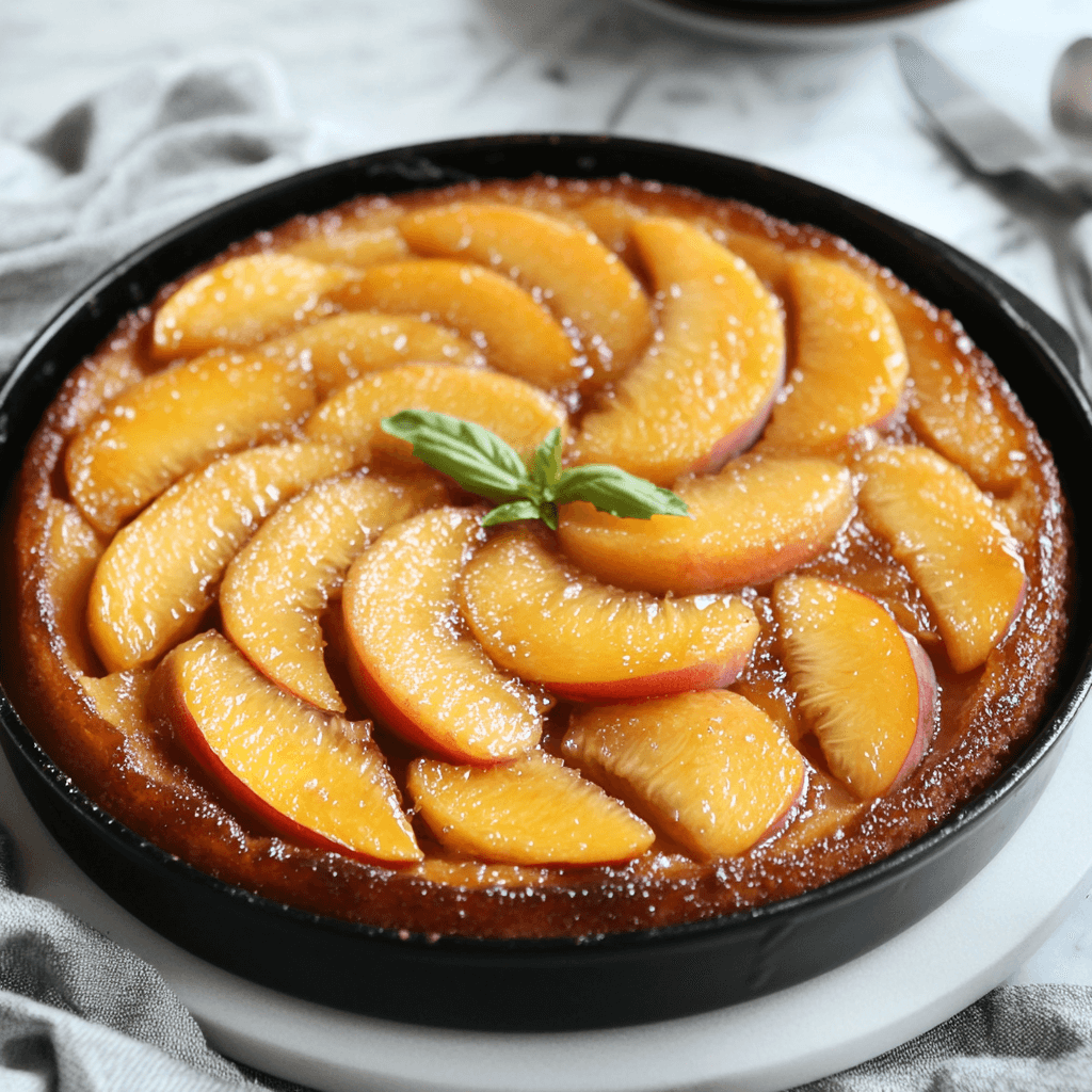 The best bourbon peach upside-down cake you'll love!