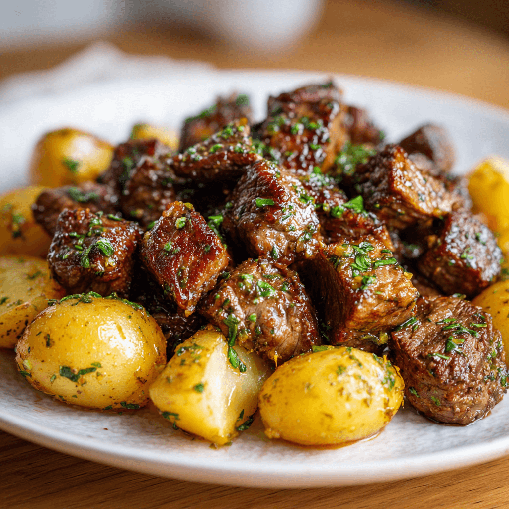 Crockpot Garlic Butter Beef Bites with Potatoes Simplified!