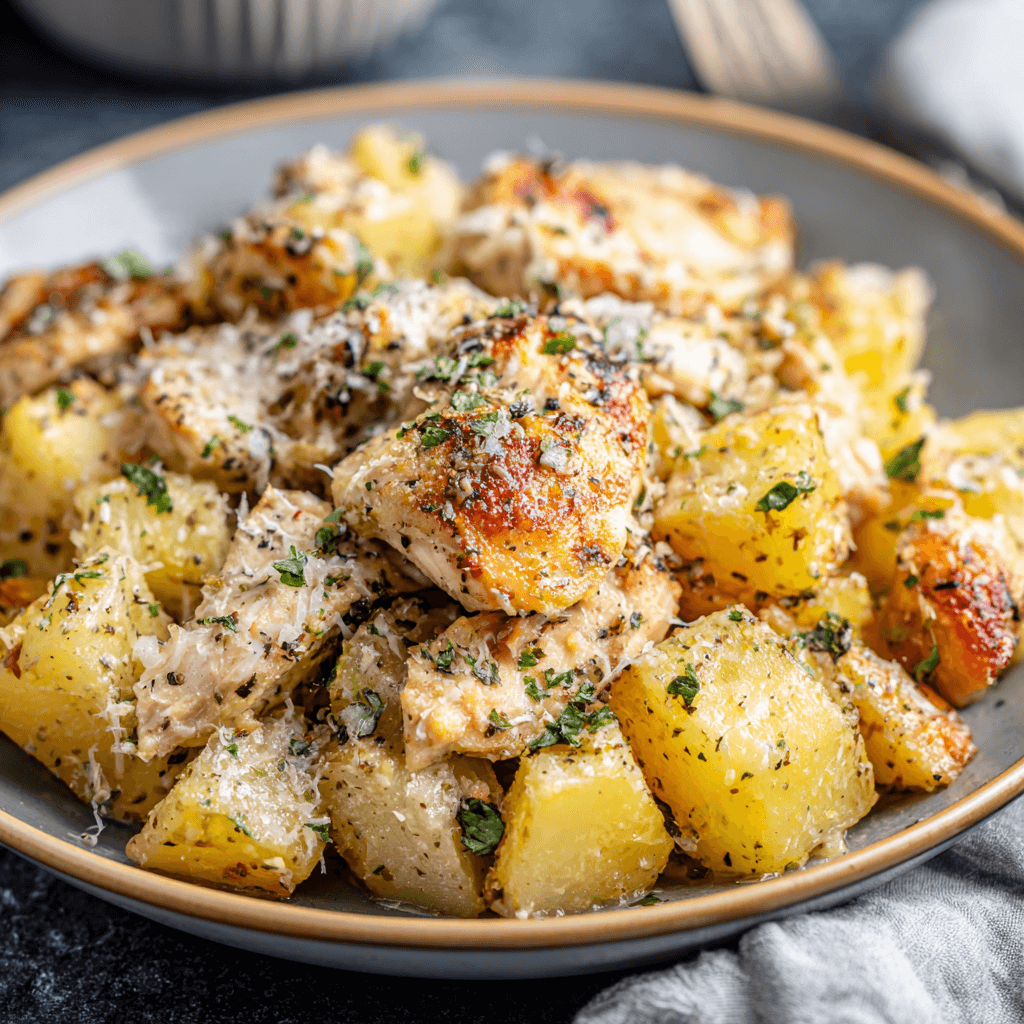 Garlic Parmesan Crockpot Chicken and Potatoes Made Easy!