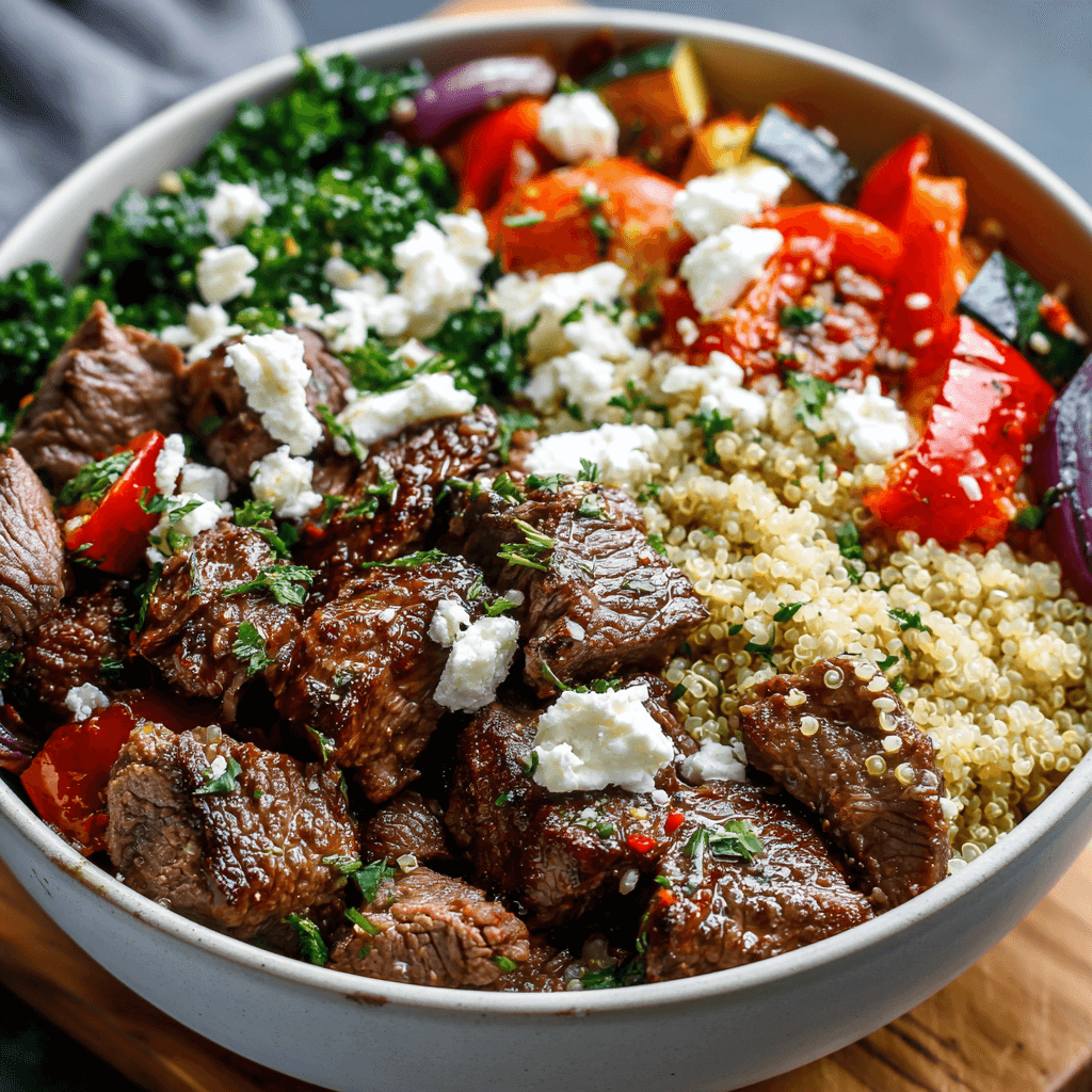 Healthy Steak Bowl Recipe Inspired by the Mediterranean Diet for a Nutritious Meal!