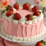 Strawberry cake cream cheese whipped cream frosting delights babies!