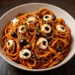 Bloody Spaghetti with Mozzarella Eyeballs: A Spooktacular Dish!