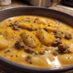 Beef Cheddar Gnocchi Soup