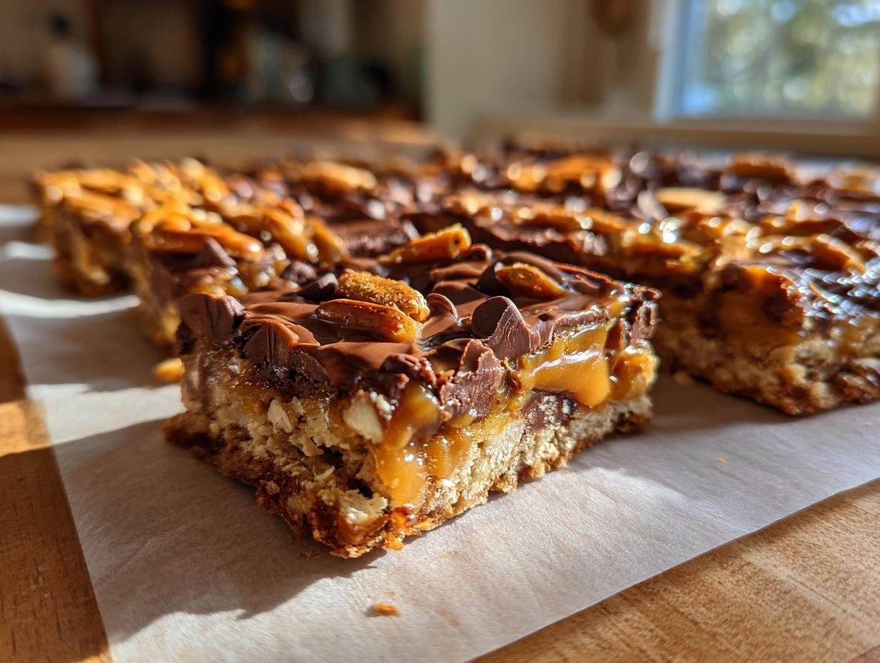 Caramel Pecan Pretzel Bars
