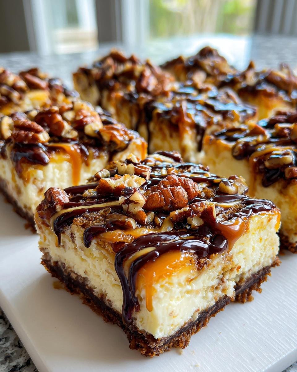 Caramel Pecan Turtle Cheesecake Bars - detail 2