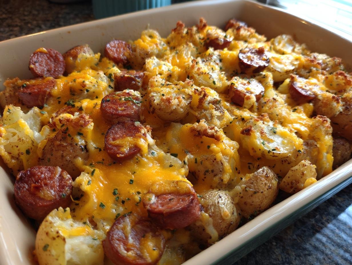 Cheesy Ranch Potatoes and Smoked Sausage