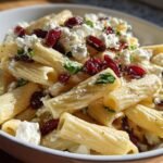 Creamy Cranberry Feta Rigatoni Salad with Lemon Vinaigrette