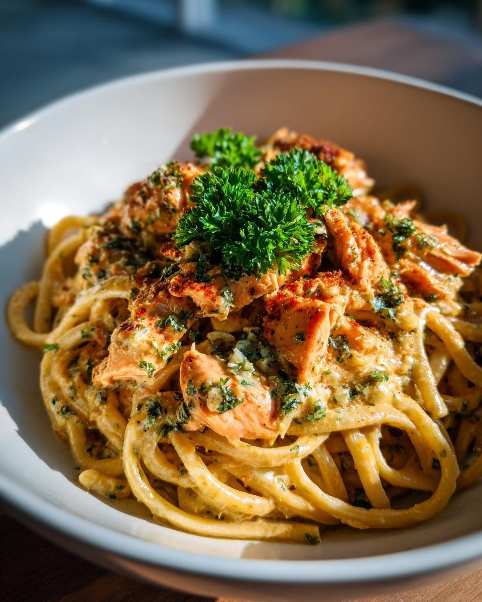 Creamy Garlic Salmon Pasta - detail 1