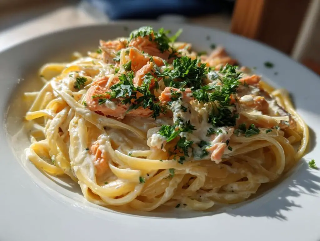 Creamy Garlic Salmon Pasta