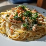 Creamy Garlic Salmon Pasta