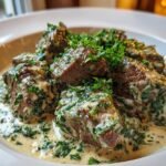 Garlic Butter Steak Tips with Parmesan Herb Cream