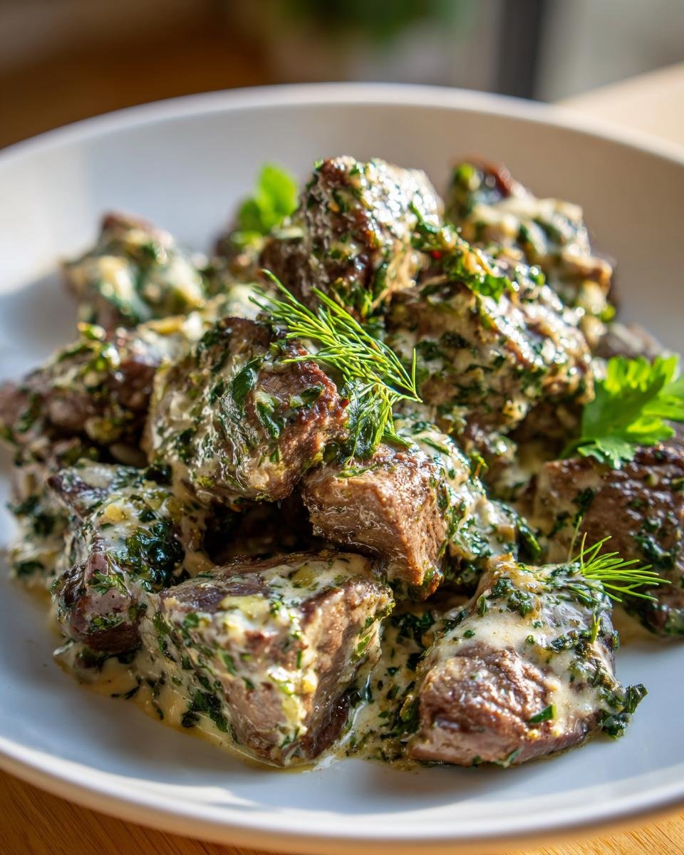 Garlic Butter Steak Tips with Parmesan Herb Cream - detail 2