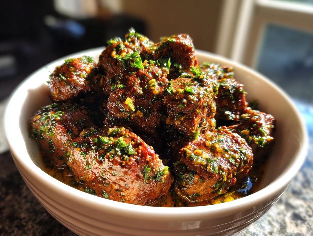 High Protein Slow Cooker Garlic Butter Beef Bites
