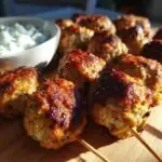 Mediterranean Meatball Party Skewers with Tzatziki – A Flavorful and Fun Appetizer Recipe