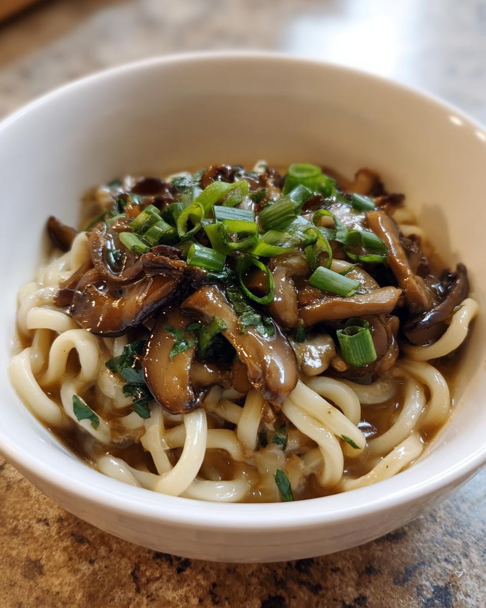 Miso Udon Noodle Soup with Teriyaki Mushrooms - detail 1
