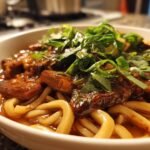 Miso Udon Noodle Soup with Teriyaki Mushrooms