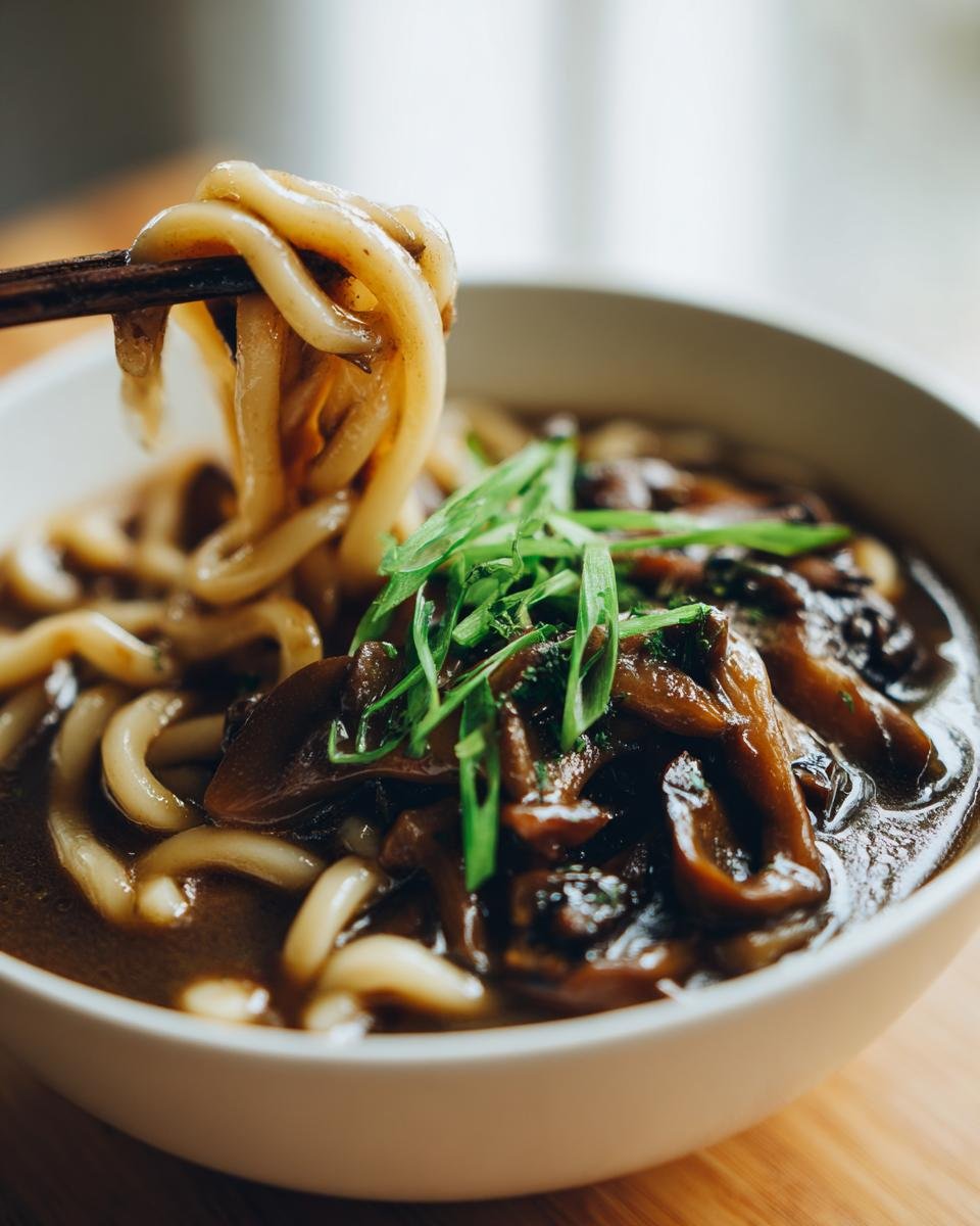 Miso Udon Noodle Soup with Teriyaki Mushrooms - detail 2