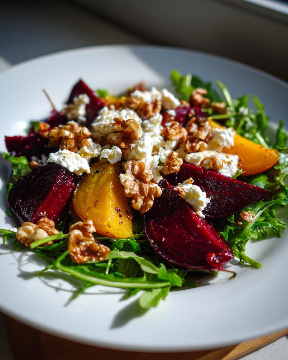 Roasted Beet & Arugula Salad with Feta and Walnuts - detail 1
