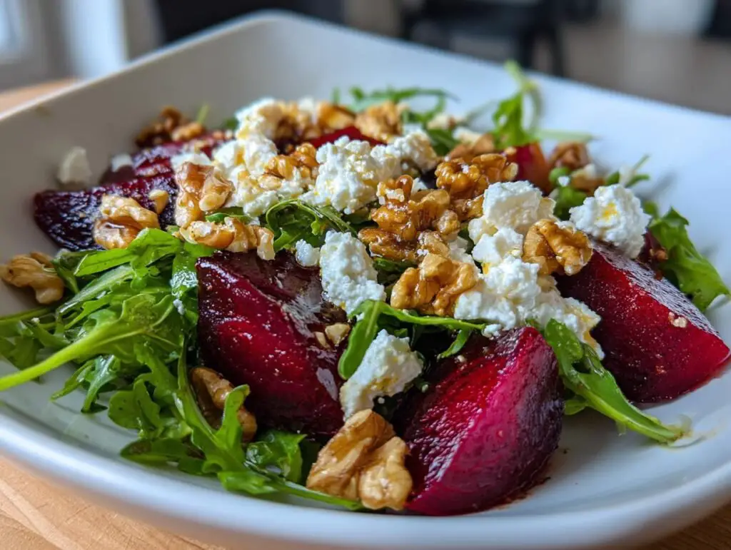 Roasted Beet & Arugula Salad with Feta and Walnuts