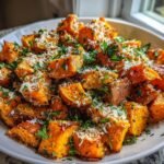 Savory Parmesan Garlic Roasted Sweet Potatoes Side Dish
