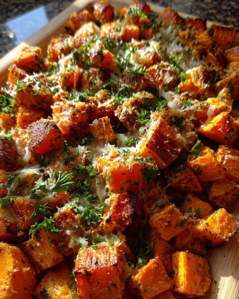 Savory Parmesan Garlic Roasted Sweet Potatoes Side Dish - detail 2