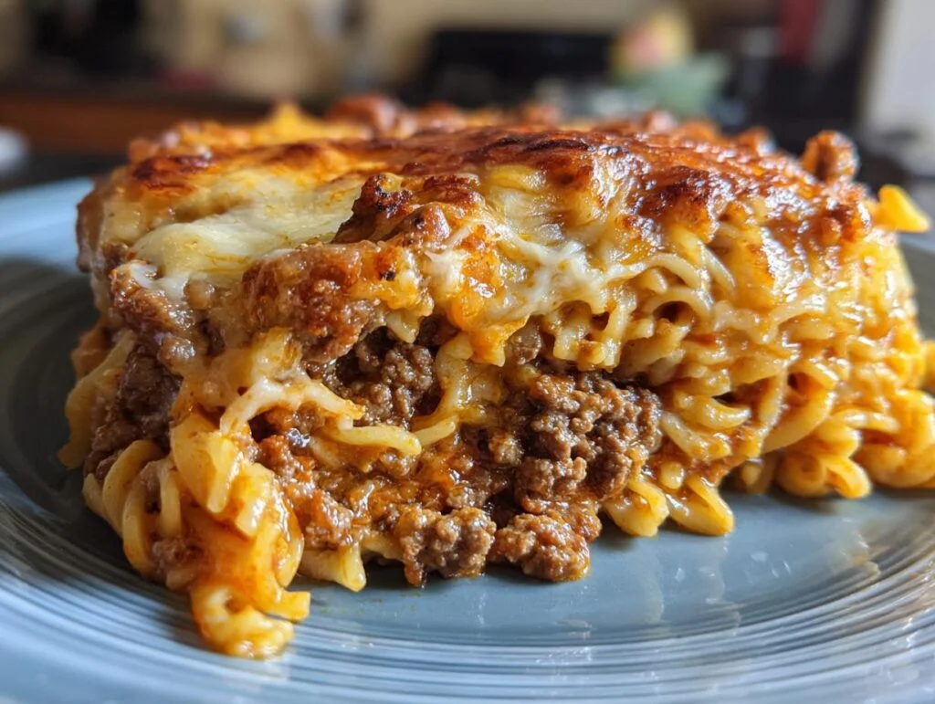 Spicy Beef Enchilada Noodle Casserole