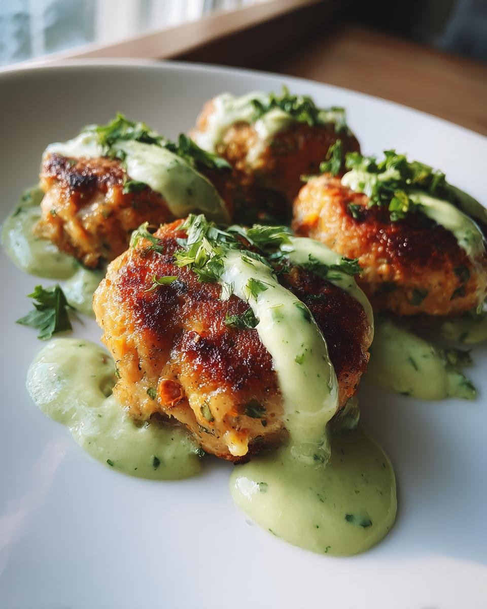 Baked Salmon Meatballs with Tangy Avocado Sauce: Healthy, Easy, & Pescatarian Dinner! - detail 1