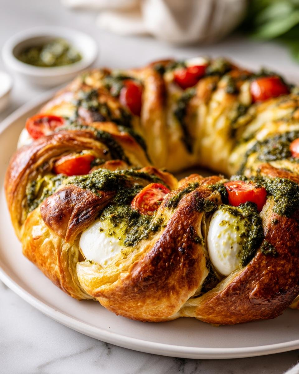 Caprese Pesto Wreath: Easy, Fresh, & Festive Holiday Appetizer Ring! - detail 1