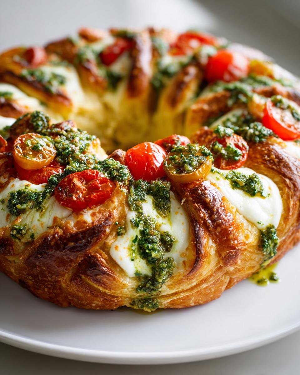 Caprese Pesto Wreath: Easy, Fresh, & Festive Holiday Appetizer Ring! - detail 2