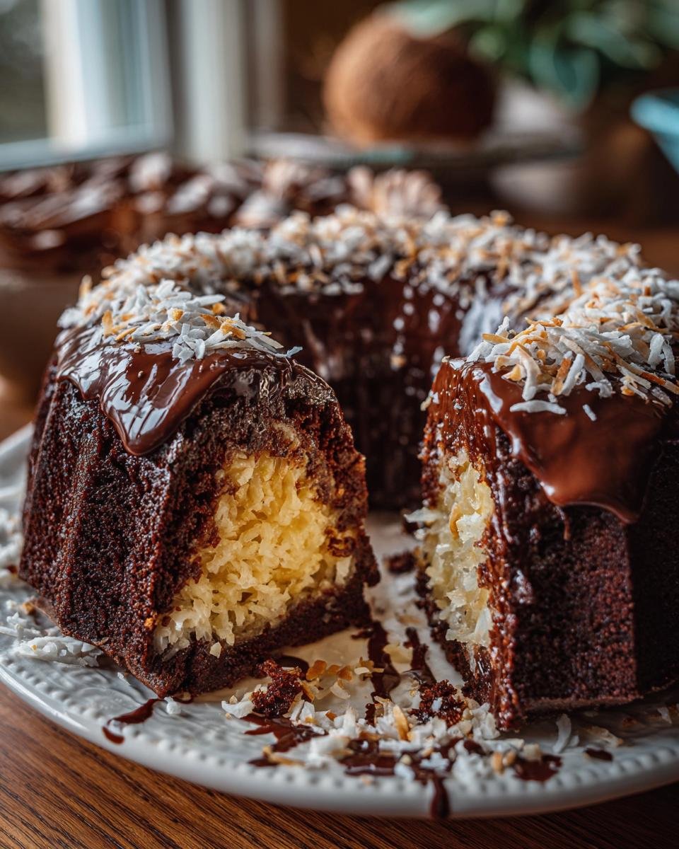 Decadent Chocolate Macaroon Tunnel Bundt Cake - detail 1