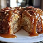 Delicious Apple Pecan Cake Topped with a Sweet and Sticky Caramel Glaze