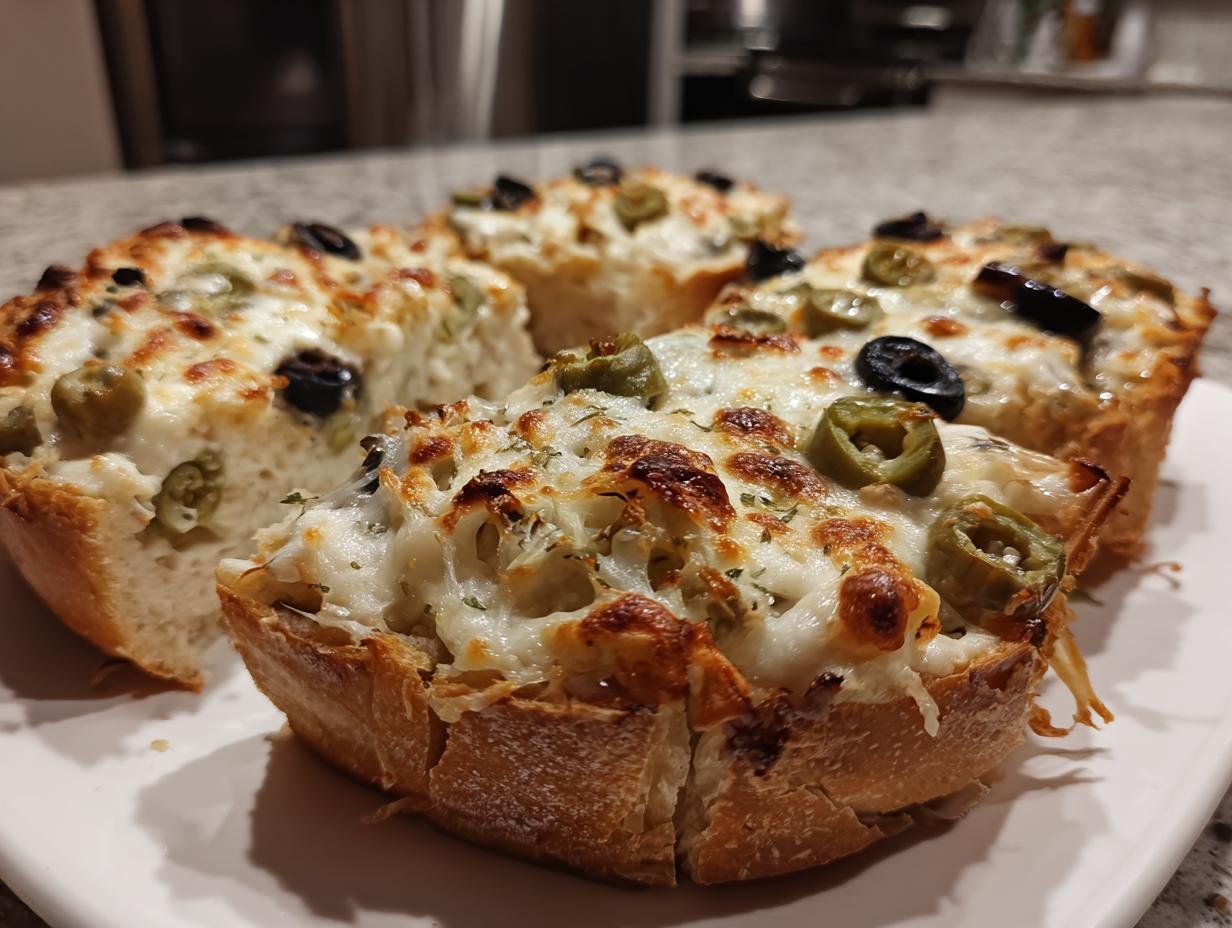 Easy Olive Cheese Bread: Simple, Cheesy, & Savory French Bread Appetizer! (15 Minutes)