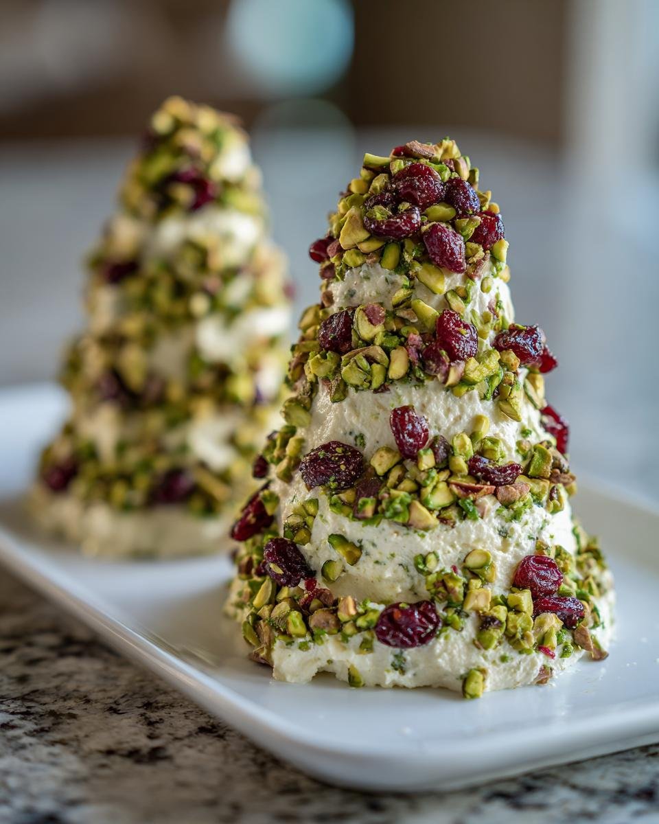 Festive Pistachio-Cranberry Holiday Cheese Trees - detail 1