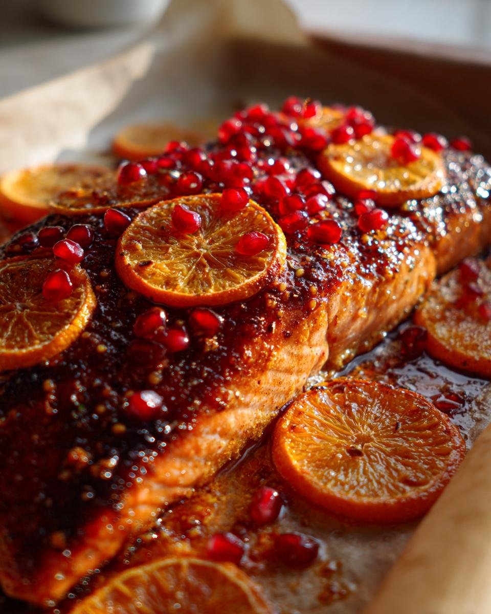 Ginger Orange Salmon with Pomegranate Seeds - detail 1