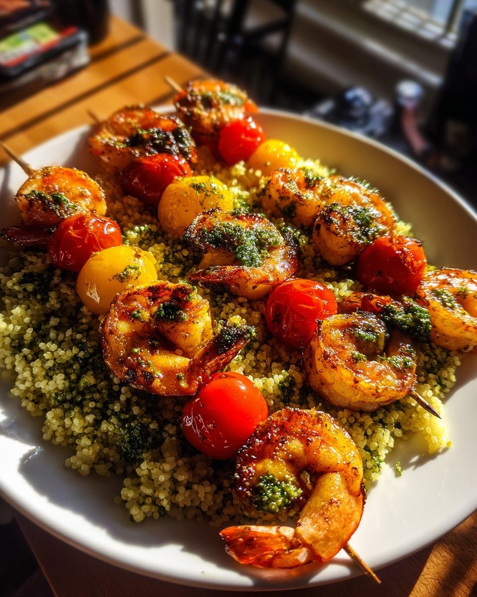 Grilled Lemon Shrimp with Pesto Couscous - detail 1