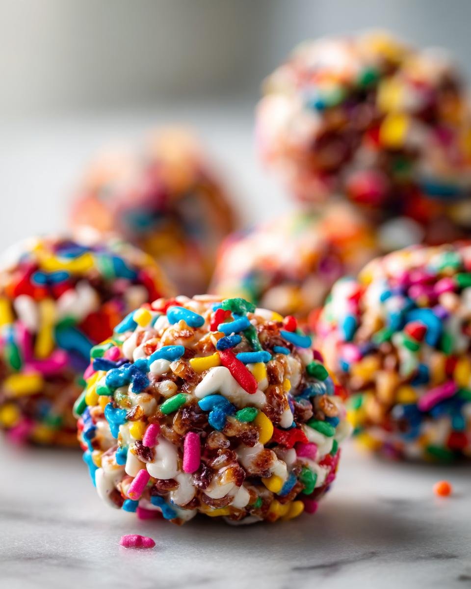 Holiday Rice Crispy Treats – Festive Holiday Balls with Sprinkles! - detail 1