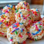 Holiday Rice Crispy Treats – Festive Holiday Balls with Sprinkles!