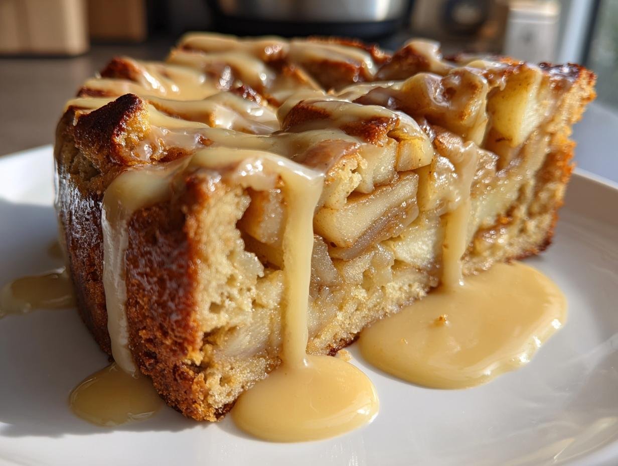 Indulge in French Apple Cake with Maple Ginger Custard Sauce Delight