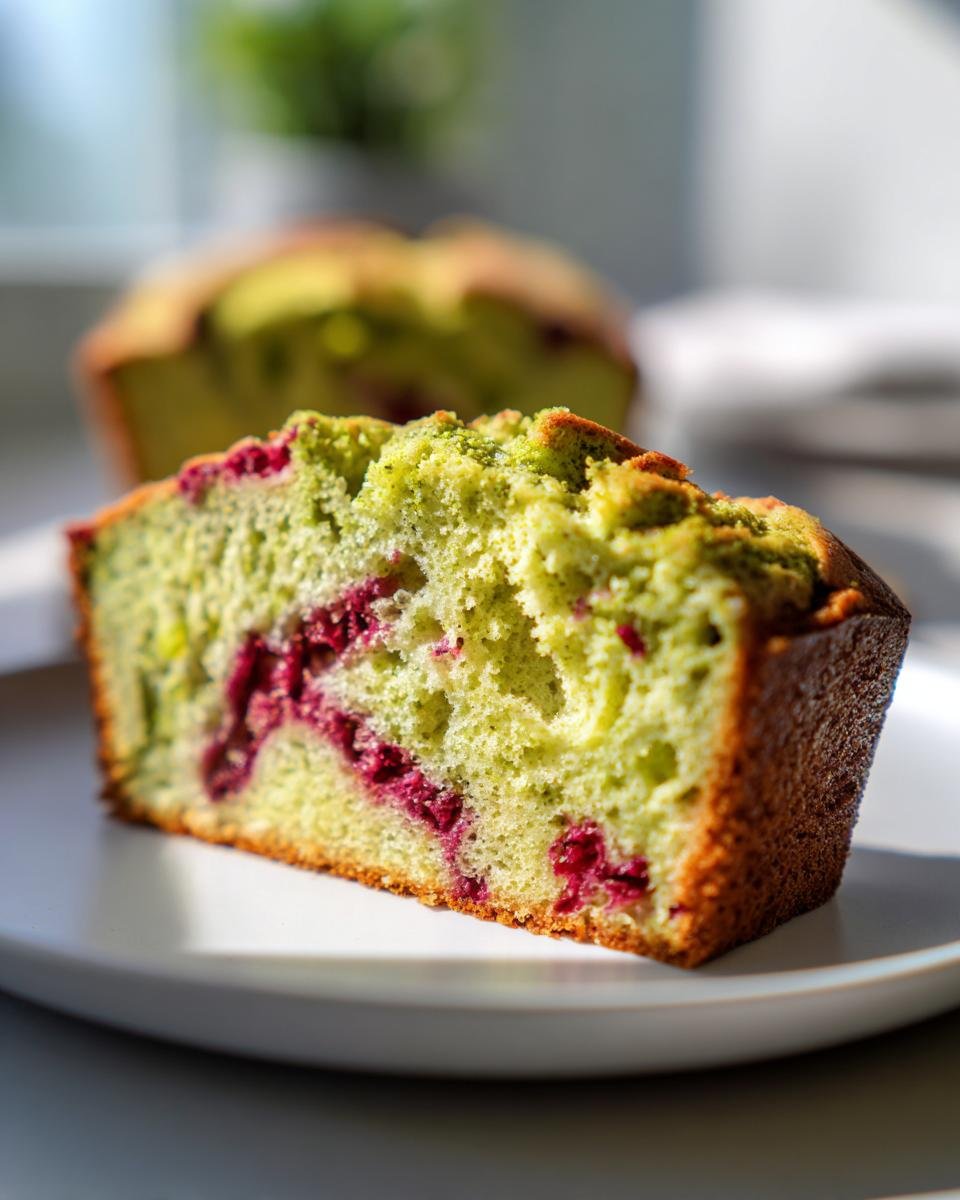 Matcha Raspberry Swirl Pound Cake - detail 2