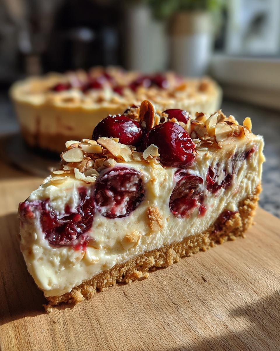 No Bake Cherry Bakewell Cheesecake - detail 1