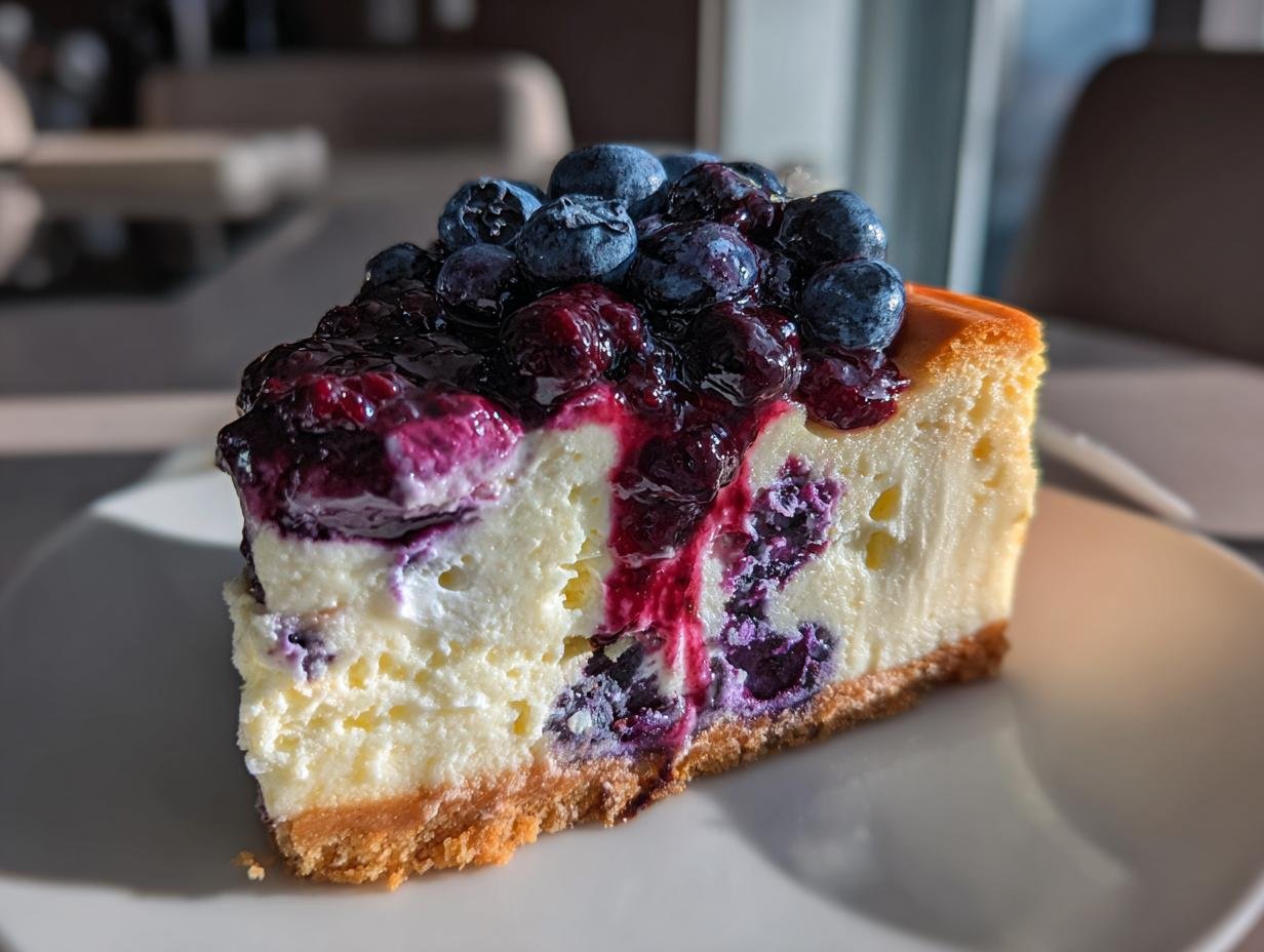 No-bake white chocolate and blueberry cheesecake