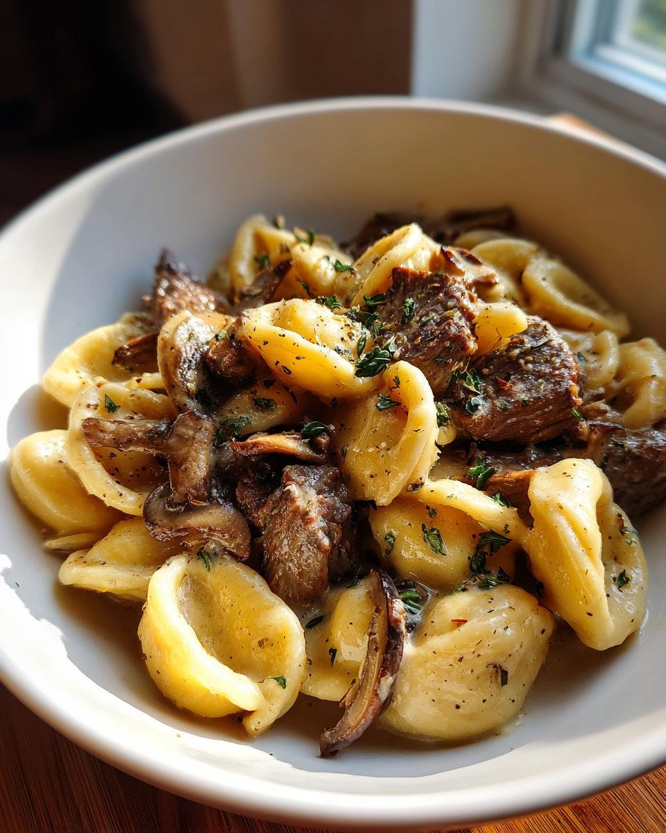 Orecchiette with Mushroom Thyme Sauce - detail 1