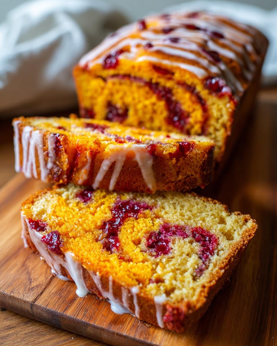 Pumpkin Cranberry Swirl Bread with Maple Glaze - detail 1